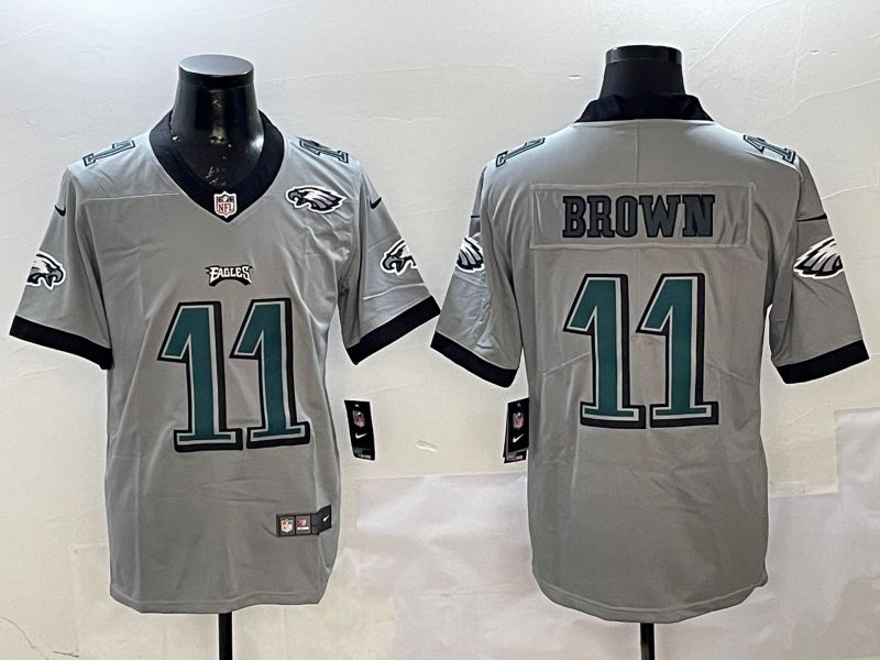 Men Philadelphia Eagles #11 Brown Grey 2025 Nike Vapor Limited NFL Jersey style 2123->philadelphia eagles->NFL Jersey